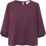 Depeche Clothing Abi ¾ blouse with puff shoulder Blouse 279 Burgundy