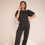 Depeche Clothing Abi blouse with puff at shoulder Tops 099 Black (Nero)