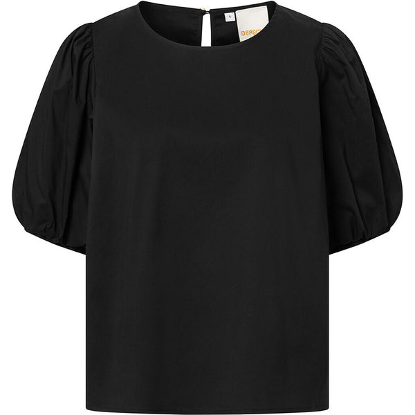 Depeche Clothing Abi blouse with puff at shoulder Tops 099 Black (Nero)