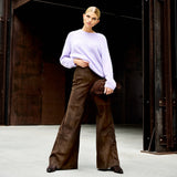 Depeche leather wear Adiva HW Suede Pants Culotte Wide Leg Pants 067 Dusty brown