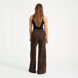 Depeche leather wear Adiva HW Suede Pants Culotte Wide Leg Pants 067 Dusty brown