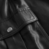 Depeche leather wear Amily straight fit cargo leather pants Pants 099 Black (Nero)