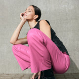 Depeche leather wear Ava RW flare 7/8 length pants with stretch in soft leather quality Pants 195 Bubble gum