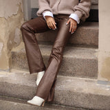 Depeche leather wear Ava leather pants - full length (RW) Pants 309 Metallic Brown