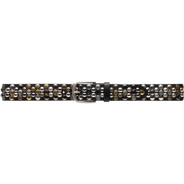 DEPECHE Beautiful leather belt with studs Belts 099 Black (Nero)