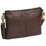 DEPECHE Beautiful leather clutch with golden zippers Small bag / Clutch 106 Coffee