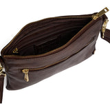 DEPECHE Beautiful leather clutch with golden zippers Small bag / Clutch 106 Coffee