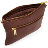 DEPECHE Beautiful leather clutch with golden zippers Small bag / Clutch 133 Brandy
