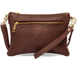 DEPECHE Beautiful leather clutch with golden zippers Small bag / Clutch 133 Brandy
