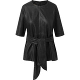 Depeche leather wear Beautiful leather top with tie details Tops 099 Black (Nero)
