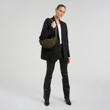 DEPECHE Bilbao leather & suede shoulder bag Shoulderbag / Handbag 049 Army Green