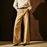 Depeche leather wear Boa leather pants - full length (HW) Pants 177 Cream