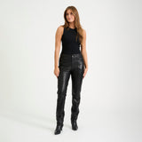 Depeche leather wear Boa skinny leg leather pants Pants 099 Black