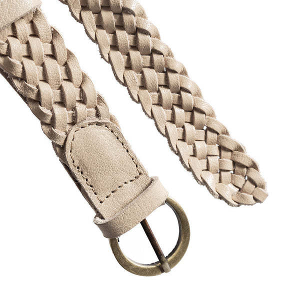 DEPECHE Braided narrow belt in soft leather Belts 011 Sand