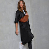 Depeche leather wear Casual and cool leather dress in a soft quality Dresses 099 Black (Nero)