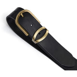 DEPECHE Classic leather belt with metal loop Belts 154 Black/Brass