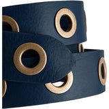DEPECHE Cool jeans leather belt decorated with large eyelets Belts 101  Dark blue