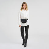 DEPECHE Cow leather saddle-style bumbag Bumbag 099 Black