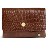 DEPECHE Croco embossed leather card holder Purse / Credit card holder 326 Cognac Croco