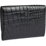 DEPECHE Croco embossed leather card holder Purse / Credit card holder 343 Black croco