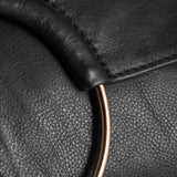 DEPECHE Crossbody leather bag decorated with metal loop Cross over 099 Black (Nero)