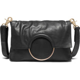 DEPECHE Crossbody leather bag decorated with metal loop Cross over 099 Black (Nero)