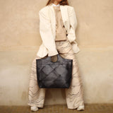 DEPECHE Exclusive handwoven shopper Shopper 099 Black (Nero)