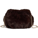 DEPECHE Faux fur crossover bag with chain Cross over 161 Dark brown
