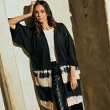 Depeche Clothing Felina kimono Kimono 288 Black White Tie Dye