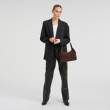 DEPECHE Handbag in suede and cow leather Shoulderbag / Handbag 008 Chocolate