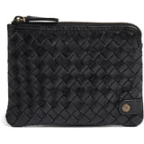 DEPECHE Handwoven calf leather card holder Purse / Credit card holder 099 Black