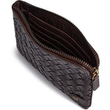 DEPECHE Handwoven calf leather card holder Purse / Credit card holder 161 Dark brown