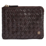 DEPECHE Handwoven calf leather card holder Purse / Credit card holder 161 Dark brown