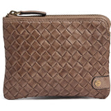 DEPECHE Handwoven calf leather card holder Purse / Credit card holder 250 Dark Taupe