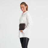 DEPECHE Handwoven calf leather mobile bag Mobilebag 161 Dark brown