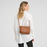 DEPECHE Handwoven suede clutch/crossover bag Cross over 005 Vintage cognac