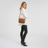 DEPECHE Handwoven suede clutch/crossover bag Cross over 005 Vintage cognac