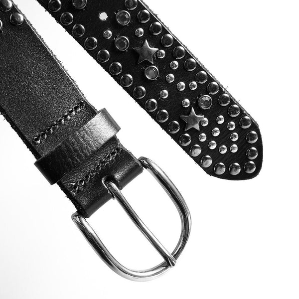 DEPECHE Jeans belt decorated with cool studs Belts 099 Black (Nero)