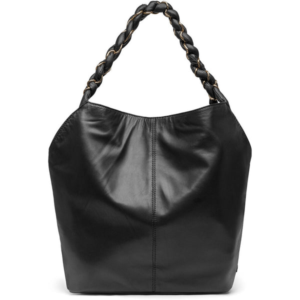 DEPECHE Læder shopper taske med håndstrop i læder og metal Shopper 099 Black (Nero)