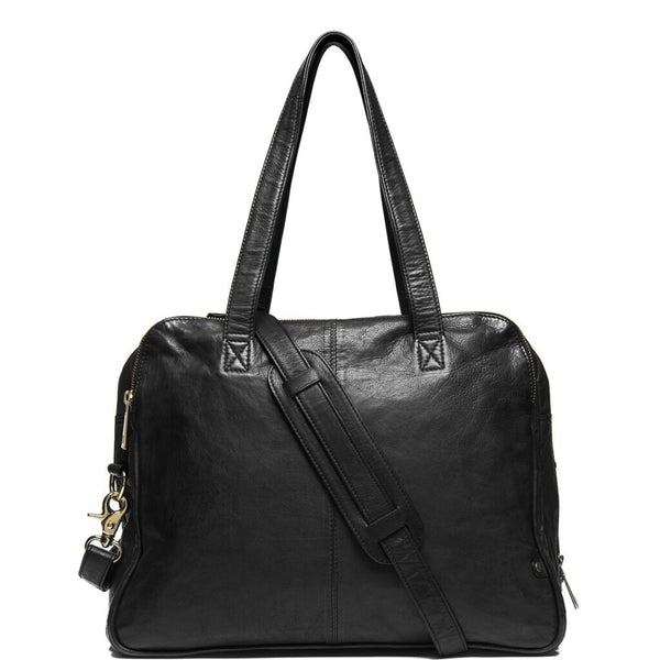 DEPECHE Large workbag in soft leather Shoulderbag / Handbag 099 Black (Nero)