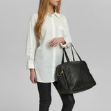DEPECHE Large workbag in soft leather Shoulderbag / Handbag 099 Black