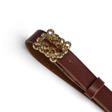 DEPECHE Leather belt with beautiful buckle Belts 040 Dark cognac