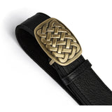 DEPECHE Leather belt with braided buckle Belts 154 Black/Brass