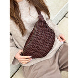DEPECHE Leather bumbag decorated with weaving Bumbag 008 Chocolate