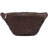 DEPECHE Leather bumbag decorated with weaving Bumbag 008 Chocolate