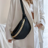 DEPECHE Leather bumbag with chain detail on front Bumbag 099 Black (Nero)
