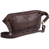 DEPECHE Leather bumbag with covered front zipper Bumbag 106 Coffee