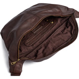 DEPECHE Leather bumbag with covered front zipper Bumbag 106 Coffee