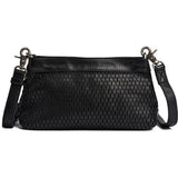 DEPECHE Leather clutch bag with perforated pattern Small bag / Clutch 099 Black