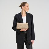 DEPECHE Leather clutch bag with perforated pattern Small bag / Clutch 177 Cream